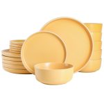 Gibson Home Zuma 18-Piece Stoneware Dinnerware Set Yellow