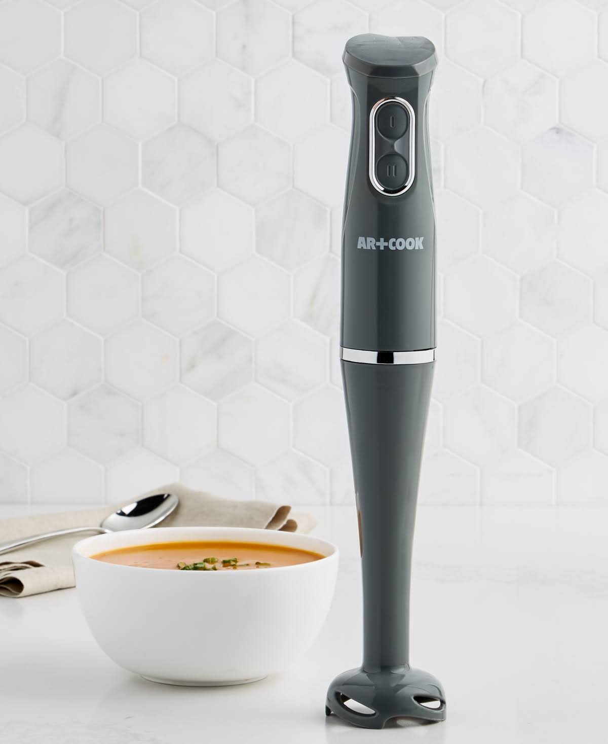 80b42abfcd577eb2fc10b34e53ff9e4100a6aba496948f301cc58130429096e7.jpg Art & Cook 2-Speed Immersion Blender - Grey - Image 1