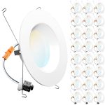 Sunco Lighting 24 Pack 5/6 inch LED Can Lights Retrofit Recessed Lighting Selectable 2700K/3000K/3500K/4000K/5000K Dimmable Baffle Trim 13W=75W,