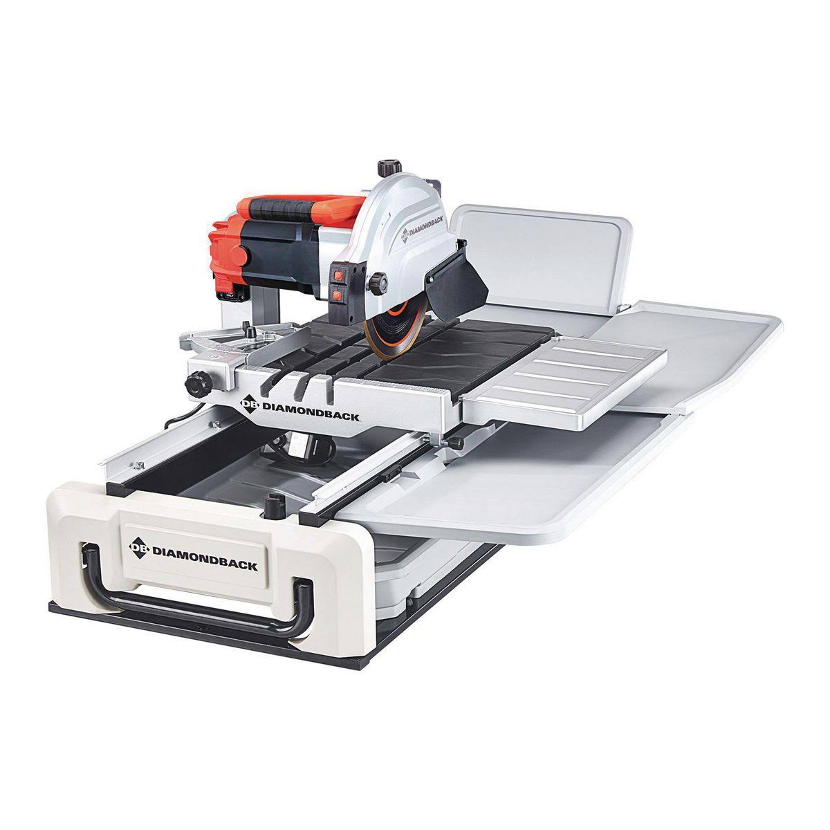 80f01530376f2b5d66294655c879b7df3b401d4ce942f835f56de47c82d02319.jpg Diamondback 15 Amp 10 in. Wet Tile Saw with Sliding Table and Extended Rip Capacity-Instock - Image 1