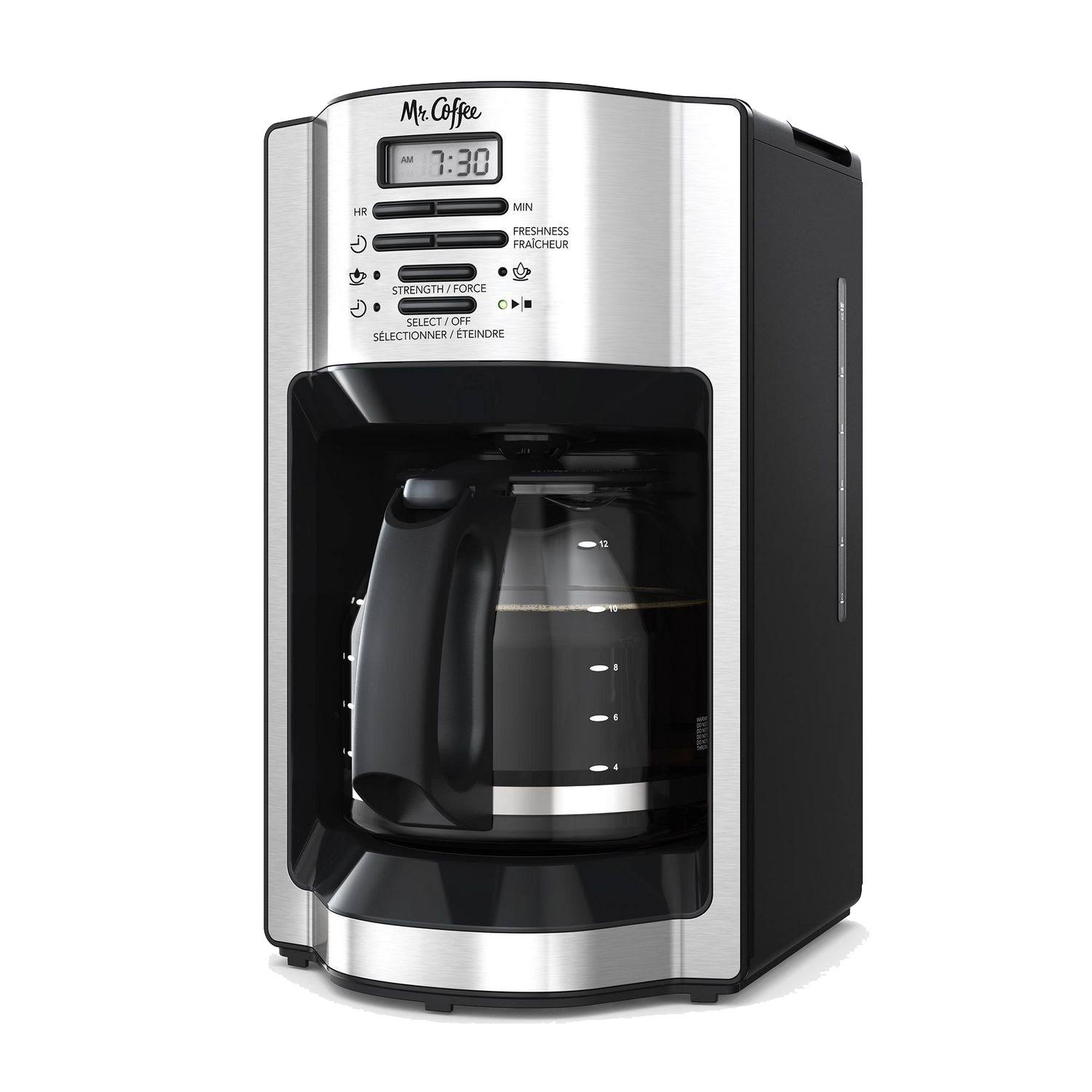810c19dfa133b51f2e16a0183183f1bc01288919cc8a7e9b49a7f68e7b18873f.jpg Mr. Coffee - 12 Cup Programmable Coffeemaker, Rapid Brewing, Stainless Steel - Image 1