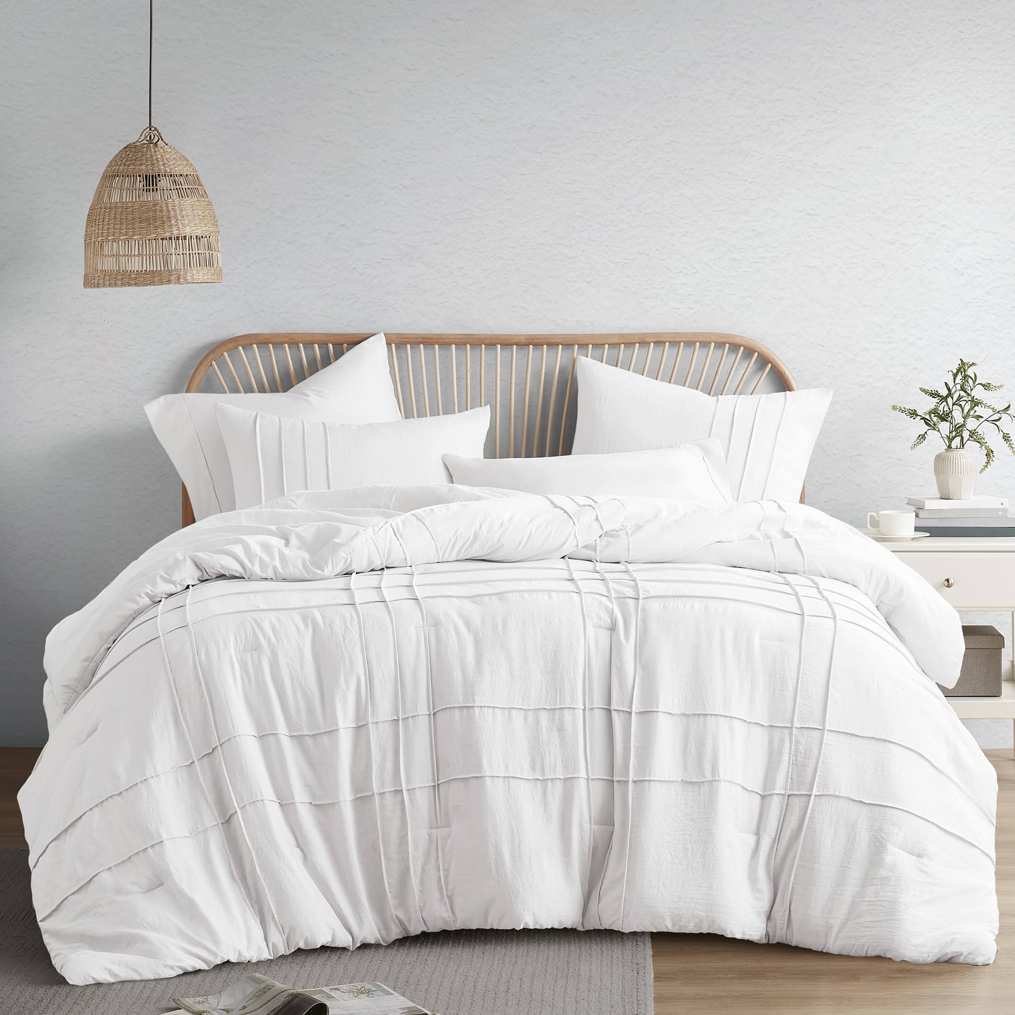 81149457ffeb532c765b86eb49918a6e51ccf64a809c8c2eab8ee543bee353d3.jpg 510 Design Porter Soft Washed Pleated Duvet Cover Set, White, Full/Queen - Image 1