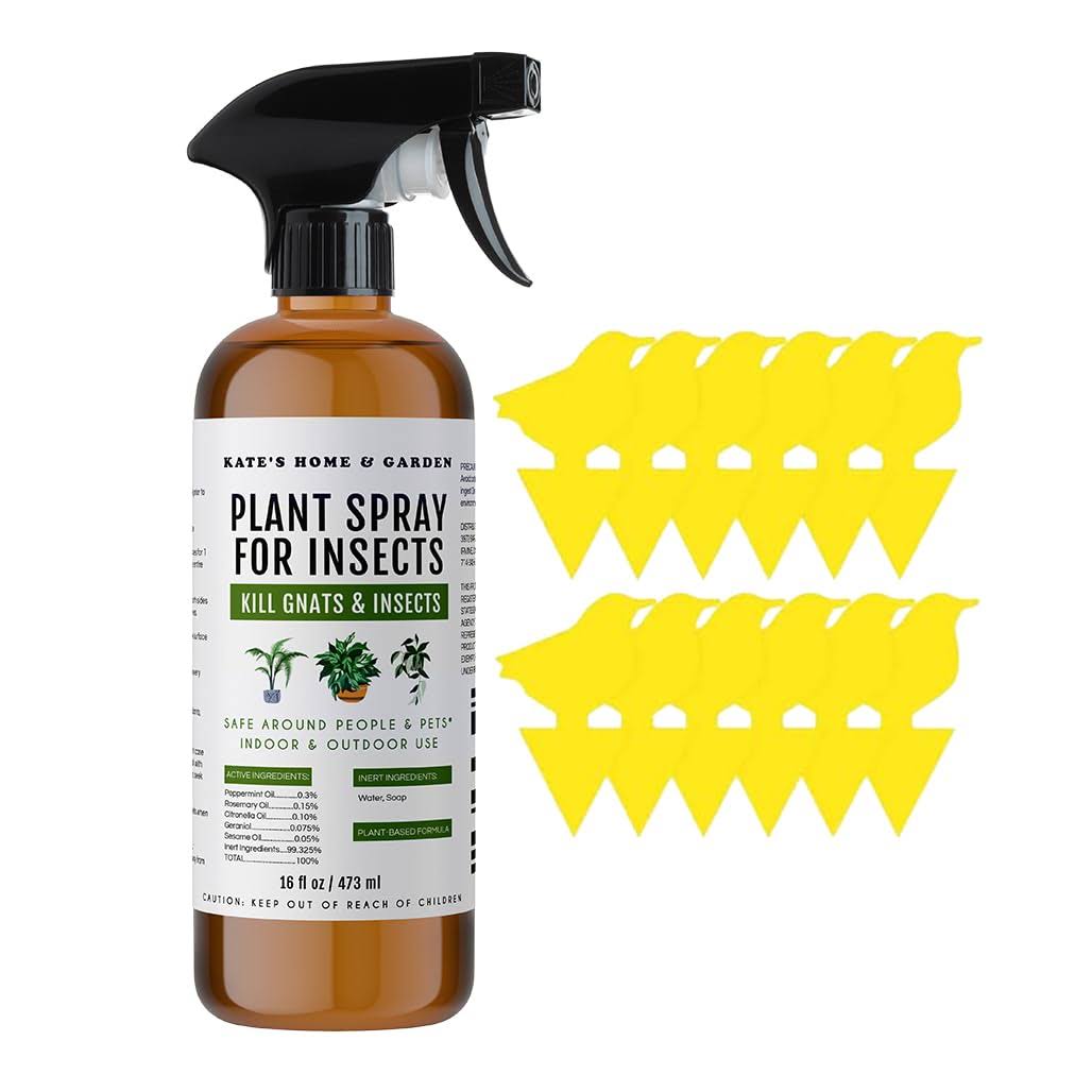 812b8745c85321a55a9928c3420dd369ed0ab189f6d0e75266d3b8abefacb60e.jpg Plant Spray Bottle for Insects with Fruit Fly Trap (16oz) - Kate's Home & Garden. Fungus Gnat Killer for Indoor Plants & Outdoors. Sticky Traps for - Image 1