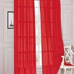 Jasmine Linen 2 Piece Sheer Luxury Curtain Panel Set for Kitchen/Bedroom/Backdrop 84" Inches Long (Red)