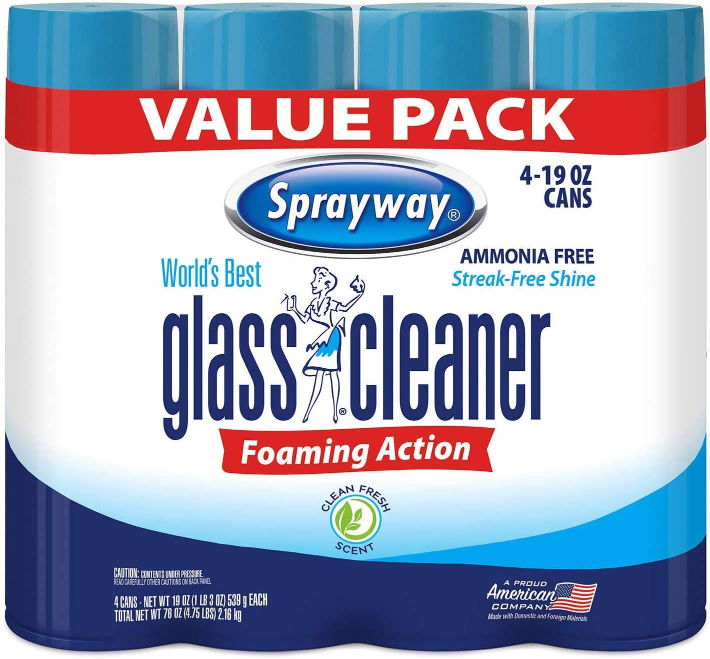 815e8c63f25ca28c2383f9e455134bd6ed590470fe5c99a97d82abce01acc00b.jpg Sprayway 443331 Ammonia Free Glass Cleaner, 19 oz. (4-Pack) (Packaging May Vary) (4 CASE) - Image 1