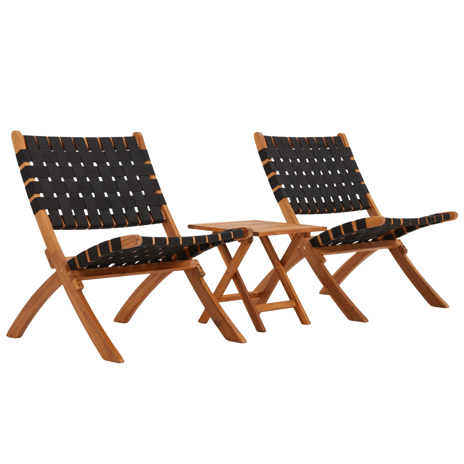817b59e7272fdc2d0a80e27605b90e28853fd5f5036b69361d23409f84647685.webp AECOJOY 3 Piece Patio Furniture Set, Acacia Wood Outdoor Bistro Set with Coffee Table & Folding Chairs - Image 1