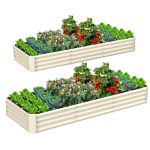 TRAMULL 2 Pack 8x3x1ft Metal Galvanized Raised Garden Bed for Vegetables Flowers Ground Planter Box (Gray)