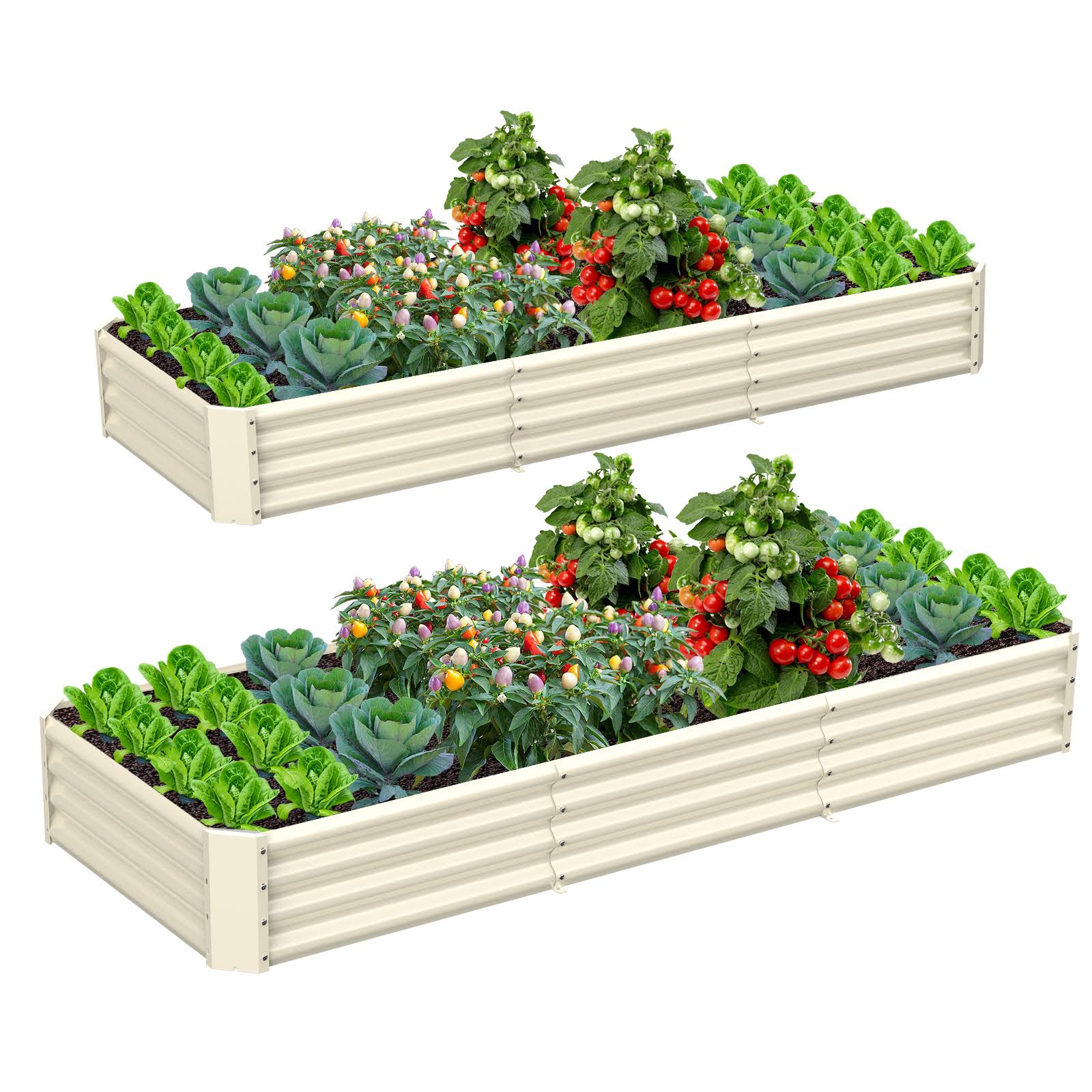 818b31d691123963d126d10b755a41de3dbca54ec9a388336f4f9cae87a1722c.jpg TRAMULL 2 Pack 8x3x1ft Metal Galvanized Raised Garden Bed for Vegetables Flowers Ground Planter Box (Gray) - Image 1