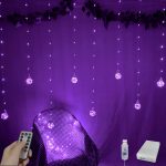 YOLIGHT Wishing Ball Curtain Lights 200 LED Window Curtain String Lights with Remote, USB Battery Powered Twinkle Globe Fairy Li