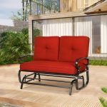 Patiomore Outdoor Loveseat Patio Glider Rocking Bench 2 SEATS Wrought Iron Chair