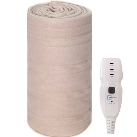 81dc3fa3cd7a0da24979441b1939c9747e8c2236254850cf8b60dd4873ee8e6c.jpg Mainstays Fleece Electric Heated Throw Blanket, Linen, 50 inch x 60 inch - Image 1