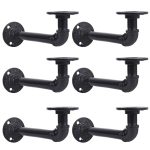 Pipe Shelf Brackets Set of 6(19x9cm) Equason Iron Pipe Brackets Industrial Pipe Shelving Brackets for Custom Floating Shelves DIY Rustic Shelf
