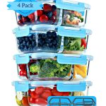 2 & 3 Compartment Glass Meal Prep Containers (4 Pack, 32 oz) - Glass Food Storage Containers with Lids, Airtight Glass Lunch Containers, Glass Bento