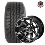12" Viking Machined Black Golf Cart Wheels and Tires Combo (205/30 - 12) Set of 4