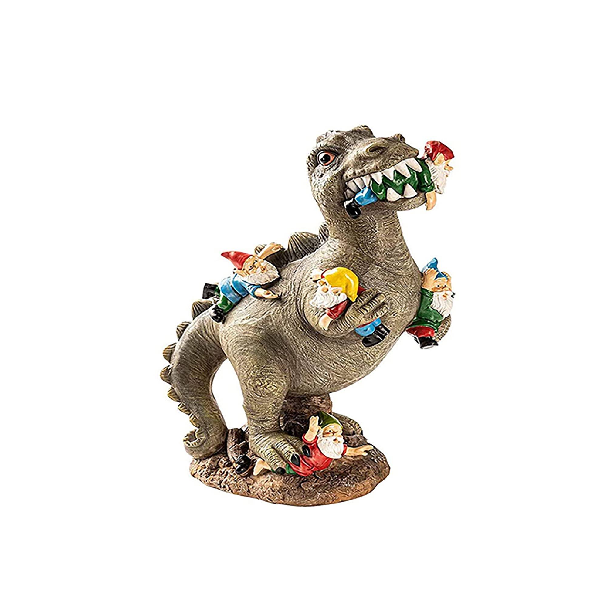 822b3894af8fcc3eecc4a3c7c61dd79184701c4c6a48f287be29fef1151d6591.jpg Anvirtue Dinosaur Eating Gnomes Statue,Resin Garden Statues,for Outdoor Garden Patio or Indoor Decor (Dinosaur) - Image 1
