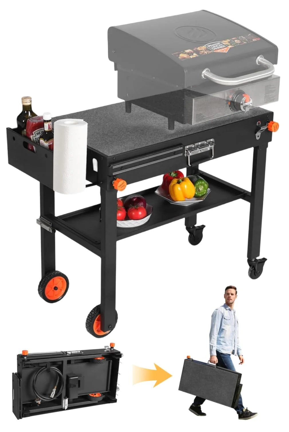 8247bd9c3acfa9a8034899e5f15013d853adcc985d45eebeb6bc9d35cd33adc1.webp JiRiCHMi Outdoor Grill Table. Blackstone Griddle Stand - Image 1