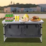 Folding Camping Table Portable Aluminum Camping Table Height Adjustable Camping Cook Station for Indoor Outdoor