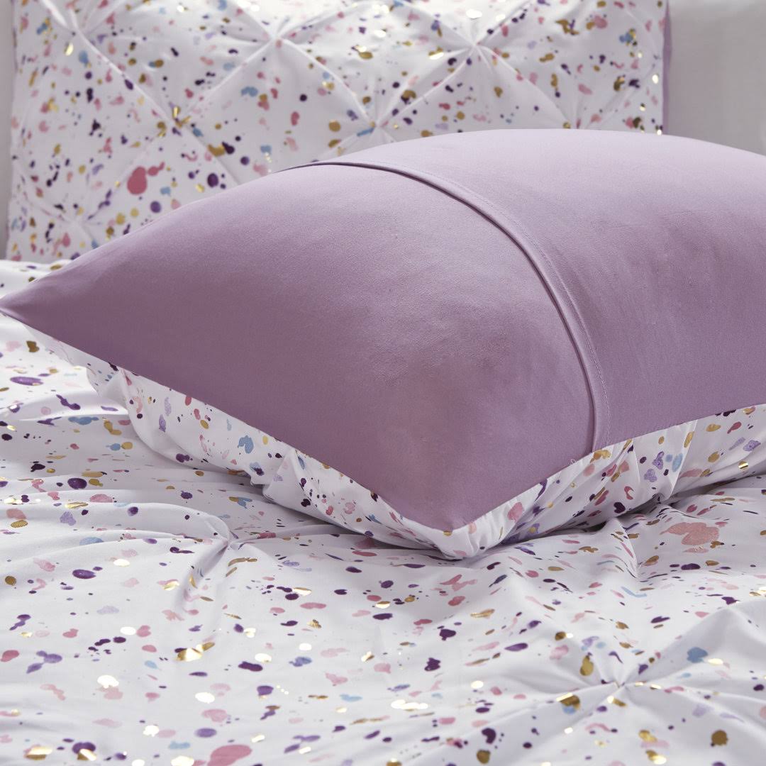 82768122914f1c888ce4608430bbea172bbf19320b3b4b0401366a8cf5fe79da.jpg Ebern Designs Leavens Metallic Printed and Pintucked Duvet Cover Set, Size: 1 - Image 1
