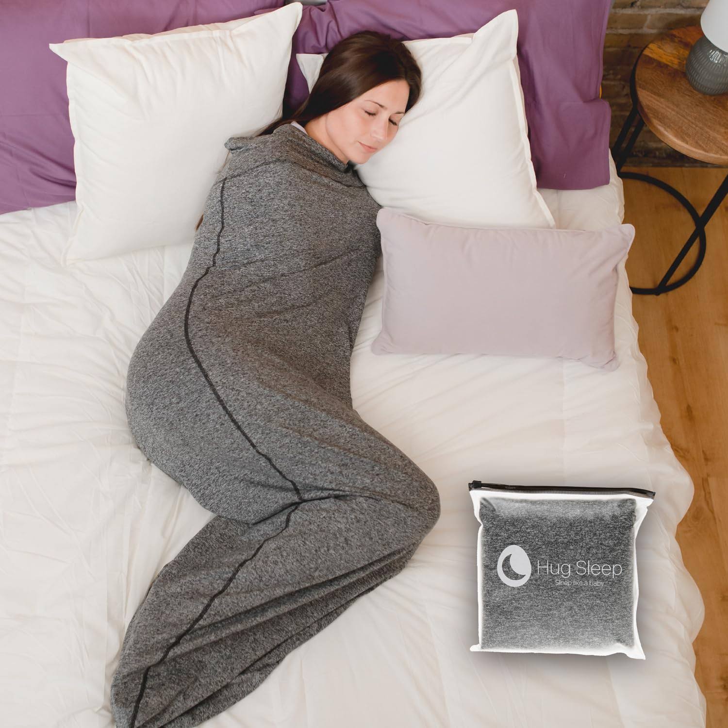 8276c7b97a565c1e233956ee6f3ef71a540fa7a1590ba03e47a06b910fec9f3c.jpg Hug Sleep, Sleep Pod The Original Cooling Machine Washable Wearable Blanket + Weighted Blanket Alternative As Seen on Shark Tank for Men, Women, and - Image 1