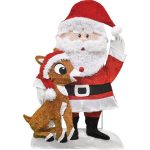 32-Inch Pre-Lit Santa and Rudolph Christmas Yard Decoration