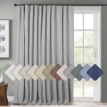INOVADAY Thermal Sliding Door Curtains 100% Blackout Extra Wide Patio Door Curtains Linen Textured Farmhouse Sliding Glass Door Curtain Drapes (W100