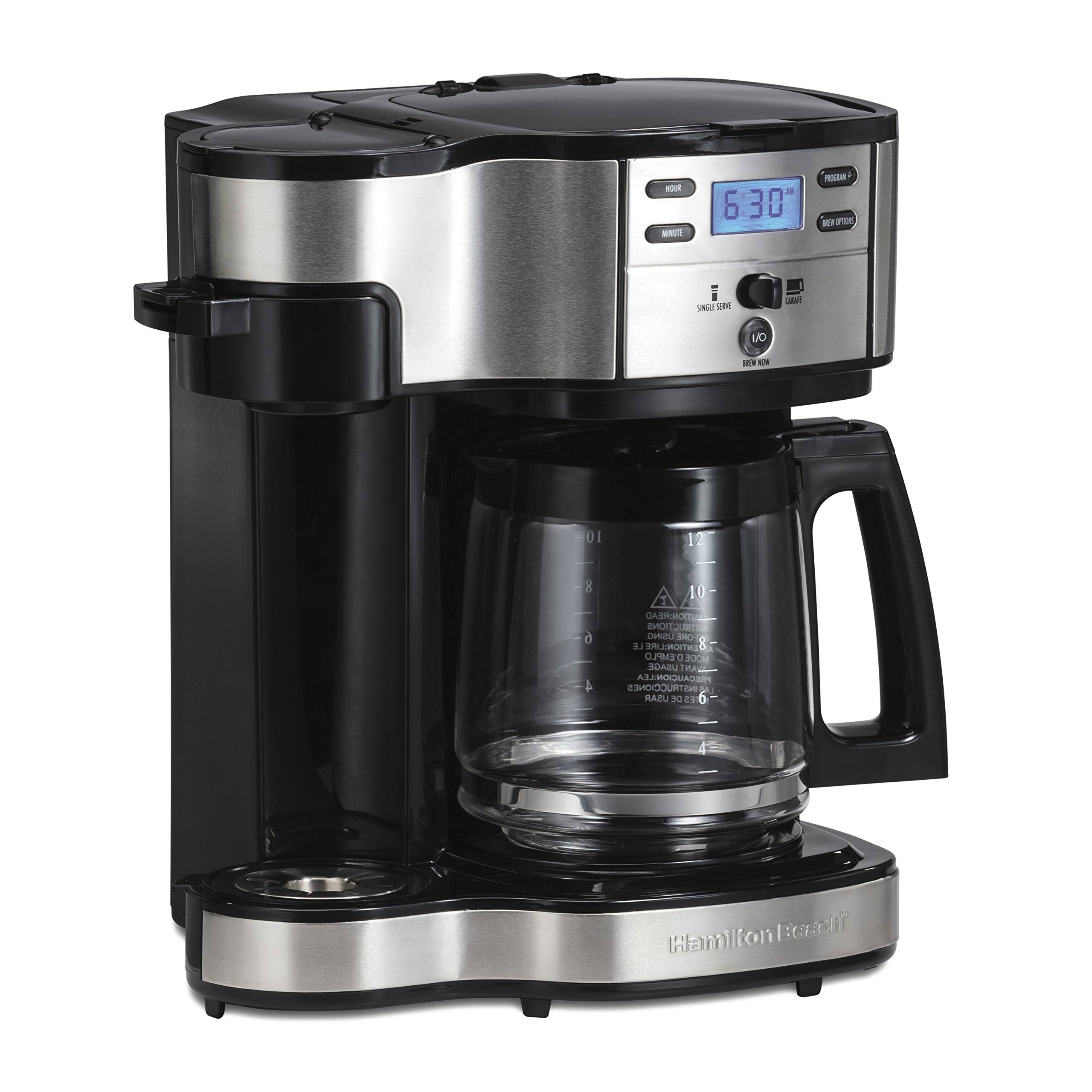 829de7eb125996d823fbd8f54a916198eef0f5445cdfc1ca85382562089f90f3.jpg Hamilton Beach 49980a Single Serve Coffee Brewer And Full Pot Coffee - Black/Silver - Image 1