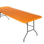 8 ft Orange Fitted Rectangle Plastic Tablecloth