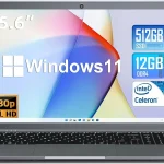 SGIN 15.6 in Laptop 12GB DDR4 512GB SSD Windows 11 with Intel Celeron N5095A Full HD 1920x1080