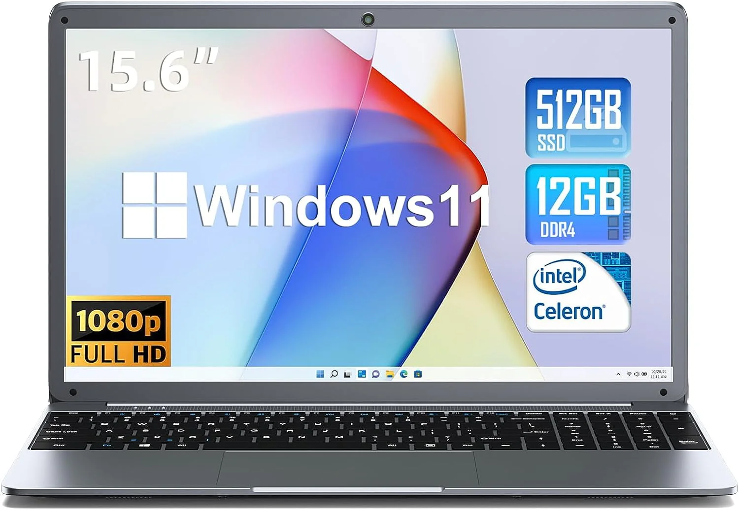82e09a1a2db743464b58ee81962f10875e781ed3dadfa05098625973ae2bf9b6.webp SGIN 15.6 in Laptop 12GB DDR4 512GB SSD Windows 11 with Intel Celeron N5095A Full HD 1920x1080 - Image 1