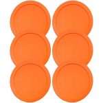 Lids for Pyrex and Anchor Round Glass Containers (2-Cups, Orange-6PK)