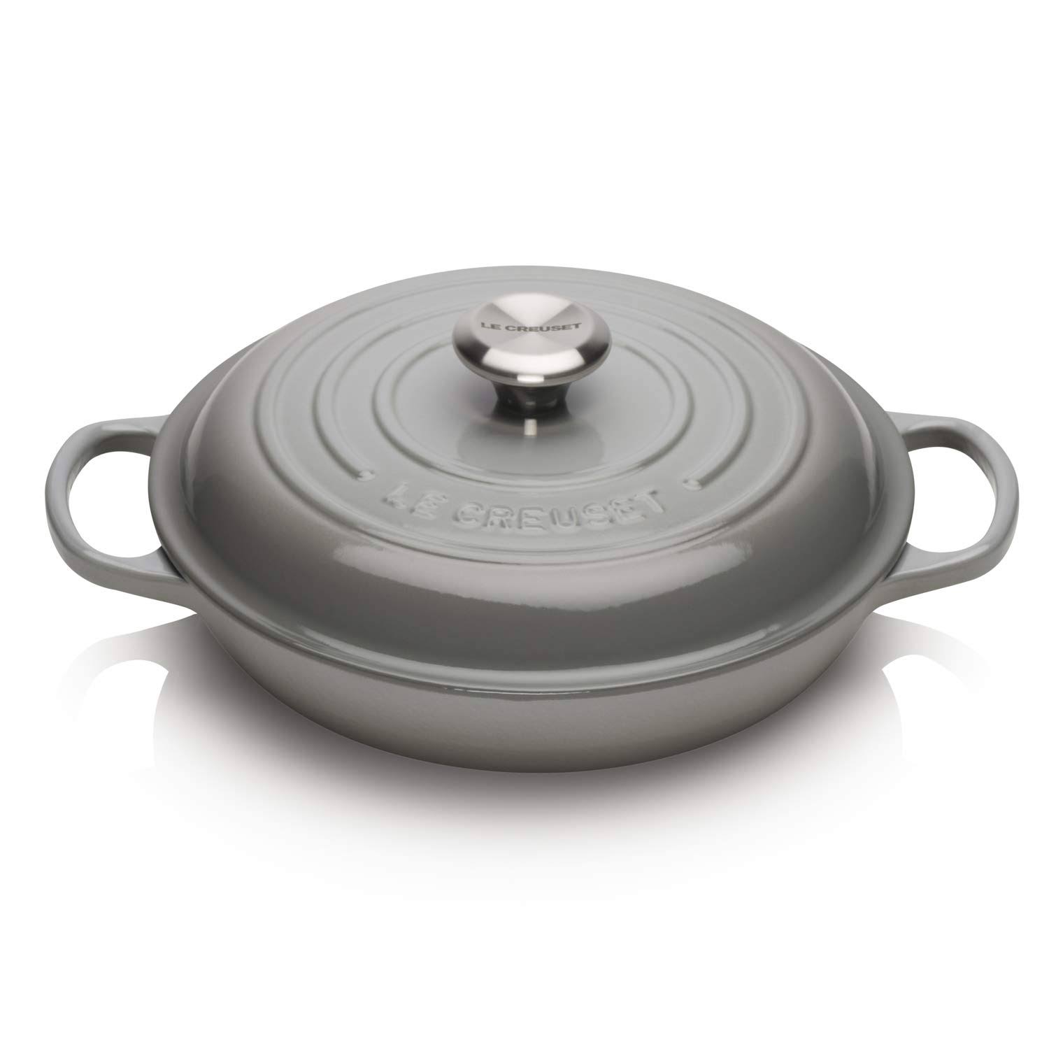 8300711f282c45b75715e33d65e89420b31e574136f97d85487ee40f49c77499.jpg Le Creuset Signature Enameled Cast Iron Braiser, 2 1/4-Qt., French Grey | Williams Sonoma - Image 1
