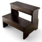 Wooden Two Step Stool - Heavy Duty 2 Step Stool for Adult and Kids - Holds Up to 300lb for Kichen/Bathroom/Bedside Step Stool (Walnut)
