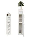 KISSWILL Small Bathroom Storage Cabinet, Slim Toilet Paper Storage Cabinet with 2 Doors & Shelves, Over Toilet Storage Cabinet for Skinny Bathroom
