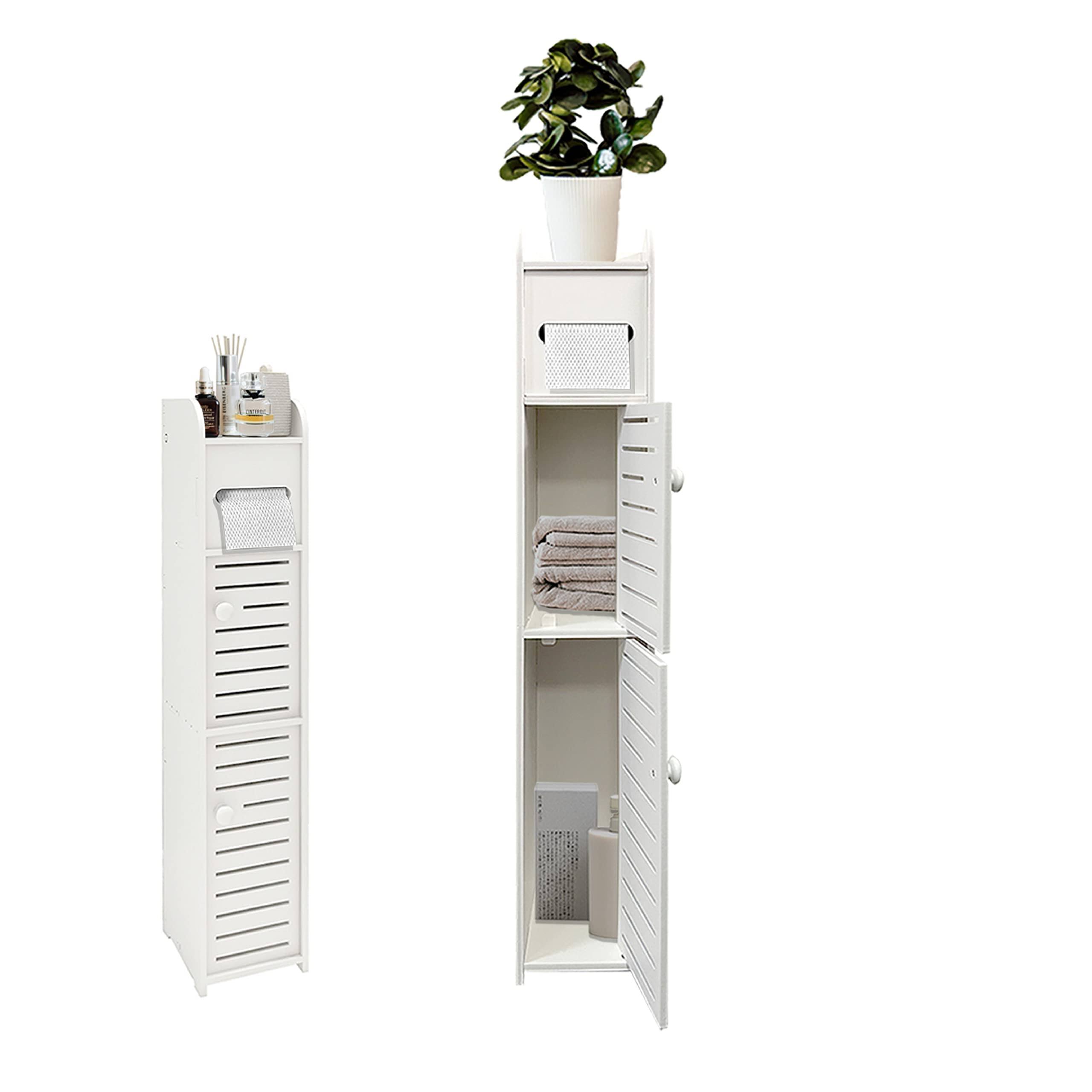 8316378fcb908d82a29e9b0fa31c58e7083b737fbbfc67860611d6ec995dabe9.jpg KISSWILL Small Bathroom Storage Cabinet, Slim Toilet Paper Storage Cabinet with 2 Doors & Shelves, Over Toilet Storage Cabinet for Skinny Bathroom - Image 1