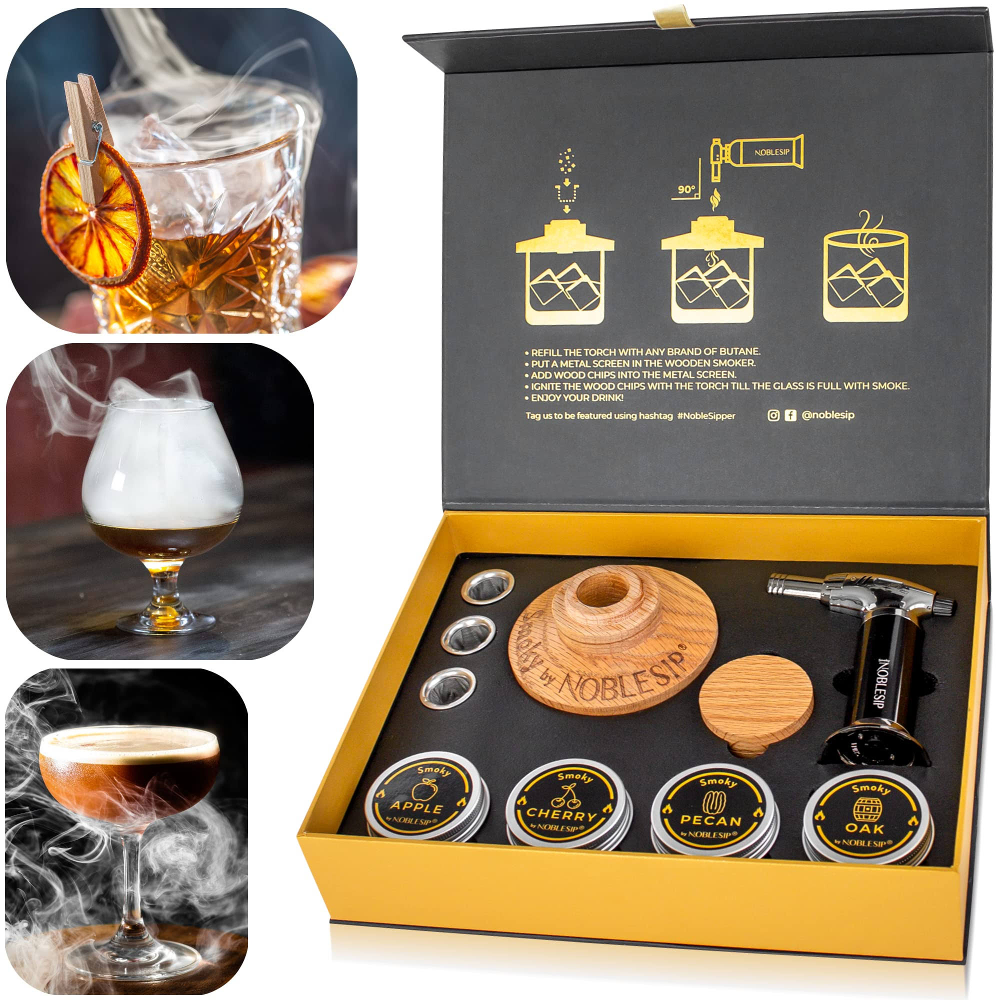 833cb4ea1e2b3ab9eb13f01cb39330c67d488cd6dbedf55fe79ae13cafc35b04.jpg Whiskey Smoker Kit Smoky Premium, All in 1 Bar Set to Easy Smoke Cocktail Drinks, Whisky, Scotch, Bourbon, Old Fashioned. Designer Gift Box, Selected - Image 1