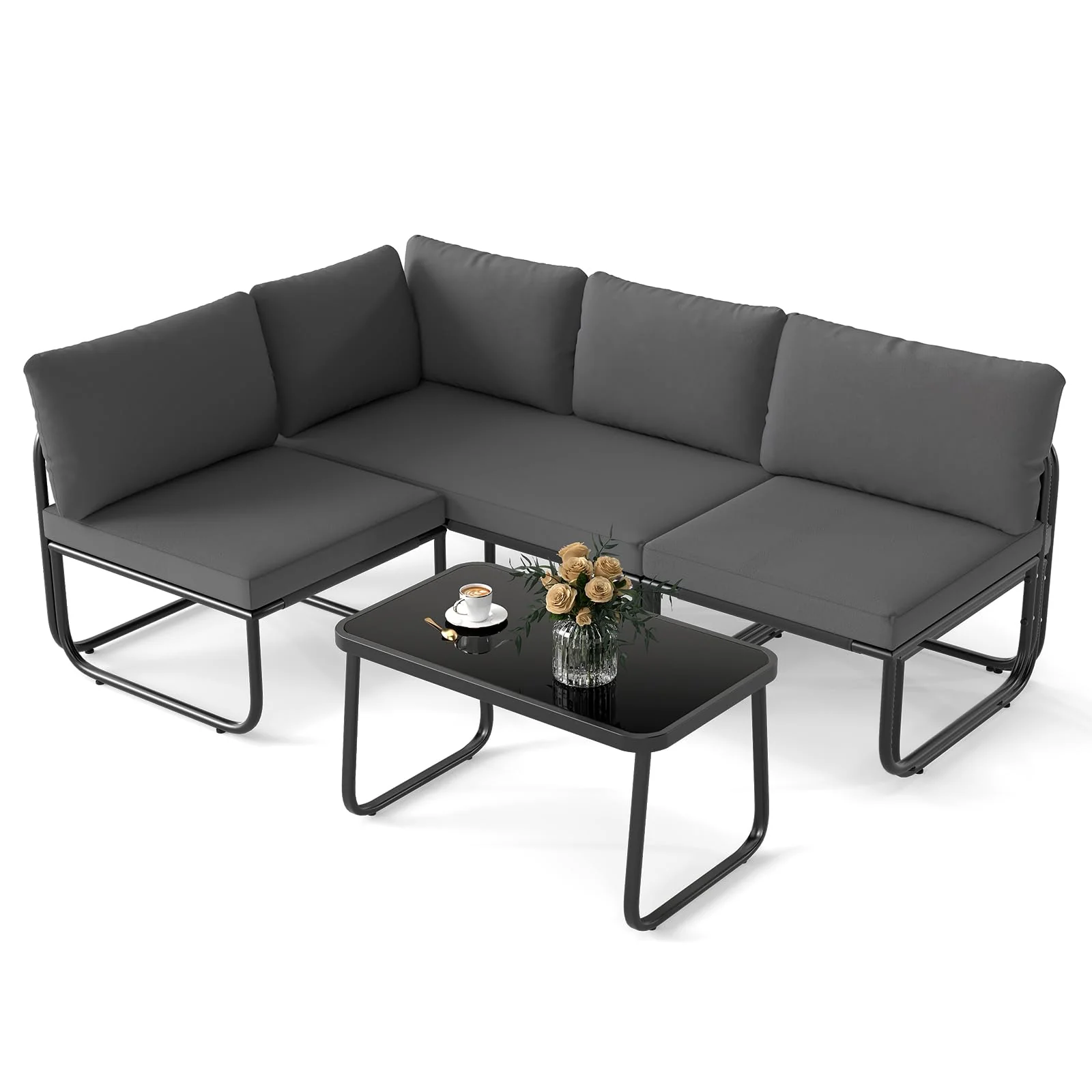 83435b73fd476edcc50aa2569e7eb2cca9f2919cd3f5ffcfd9f356fa921ced1a.webp Tangkula 4 Pieces Patio Furniture Set with Cushions and Tempered Glass Coffee Table - Image 1