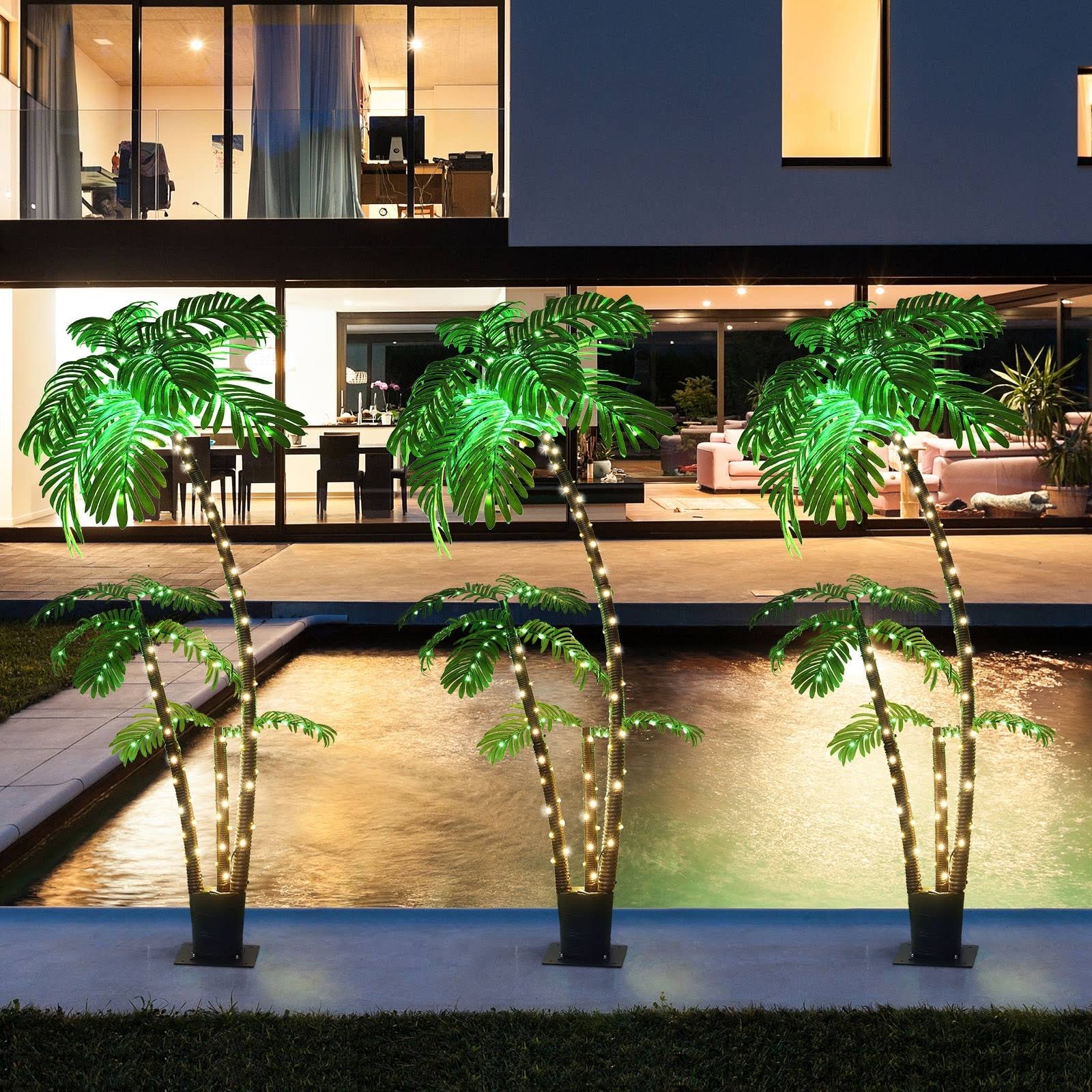 83554c37efee1555b9bb18d9525ee06aab9665a8298d456befc2a815359cd892.jpg 6 ft Tropical LED Rope Light Palm Tree Decor - Green - Image 1