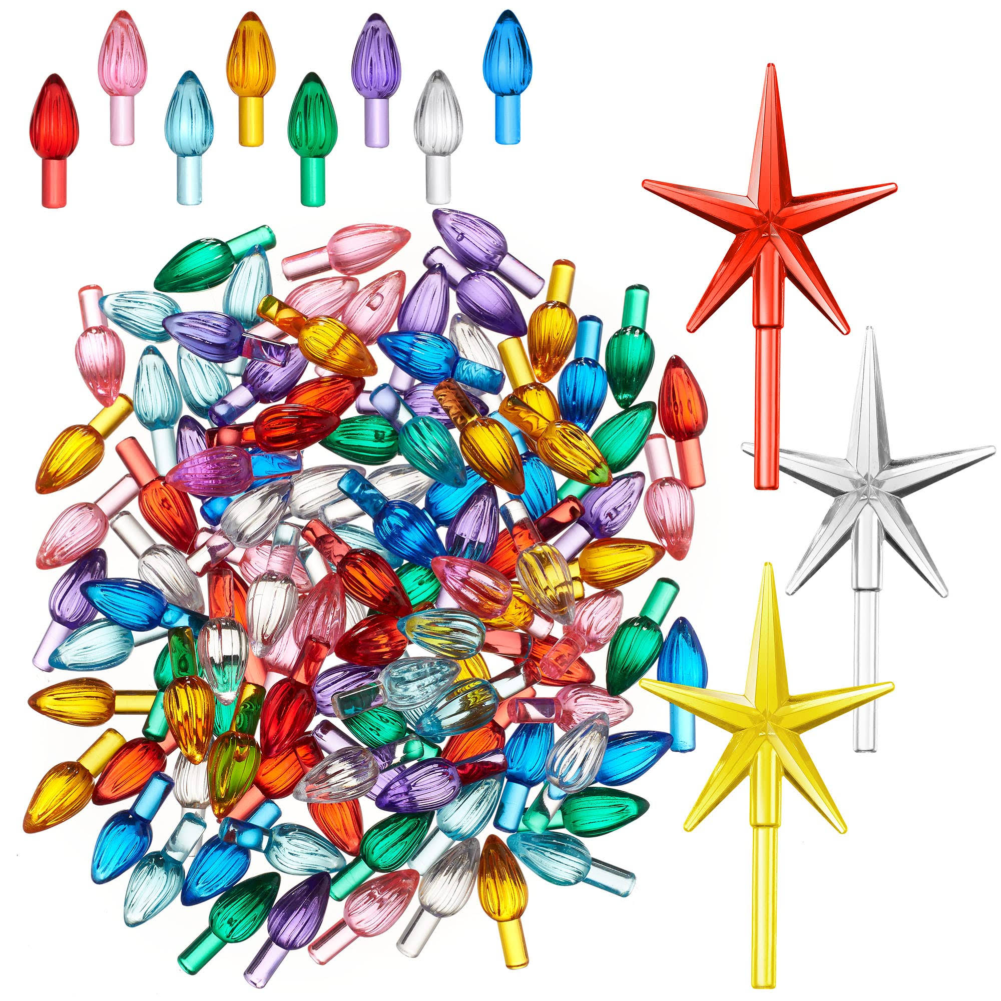 836740dfd88f090736b59d00a2f7198e472507acfa84210ba2fb862eb197cf9b.jpg Ceramic Christmas Tree Replacement Lights - 108 Bulbs and 3 Stars - Image 1