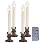 Plow & Hearth Adjustable Window Hugger Candles, Set of 4 with Remote