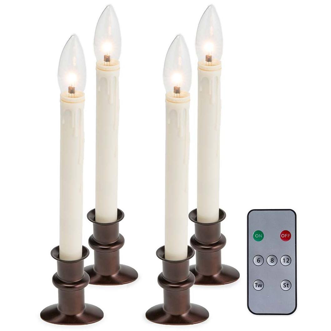 837104b143139006e816987ebde2be59f35070d757ea3f95fad1d5bc5bdc7a0b.jpg Plow & Hearth Adjustable Window Hugger Candles, Set of 4 with Remote - Image 1