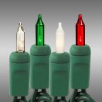 50 ft. - Green Wire - Christmas Mini Light String - (100) Frosted, Red, Green, Clear Bulbs - 6 in. Bulb Spacing