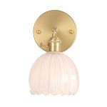 Shenmoyl Vintage Wall Sconces with White Tulip Glass Lampshade 180 Degree Adjustable Brass Sconces Modern Wall Lighting Fixture with Switch for