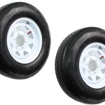 2 - Pack Radial Trailer Tire on Rim ST225/75R15 15 In. LRD 6 Lug White Spoke Wheel