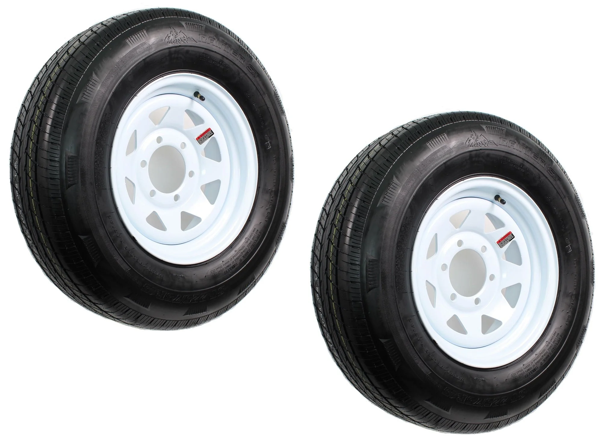 83da84c0afac4d74472c839d26a3fcbce11b7aa49a3489ddd9b5d748519e28e5.webp 2 - Pack Radial Trailer Tire on Rim ST225/75R15 15 In. LRD 6 Lug White Spoke Wheel - Image 1