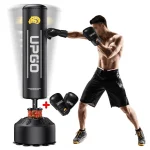 UPGO Freestanding Punching Bag for Adult 70 In./205 lb. with Boxing Gloves, Heavy Boxing Bag with Suction Cup Base for Adult Youth Kids - Black