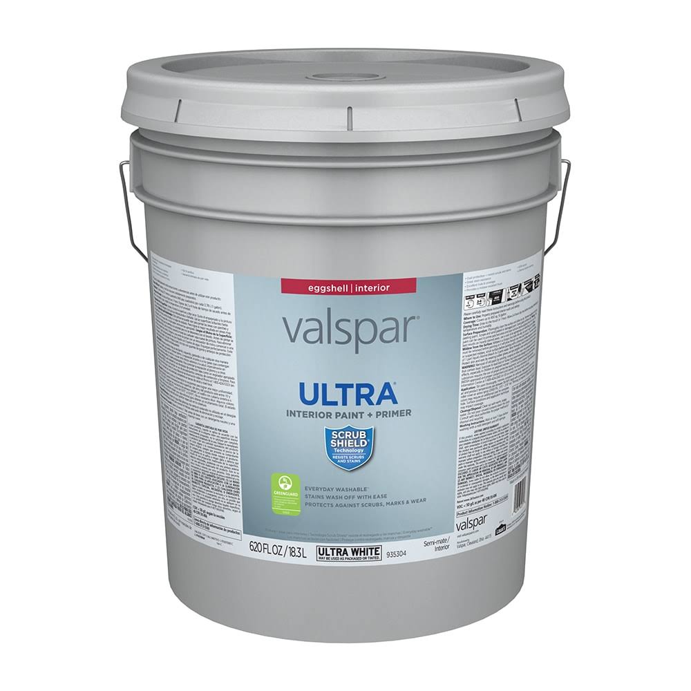 84006914b56f5fc924df3b495cece841d0513d3e29794ed5350725b511eabcb5.jpg Valspar Ultra Eggshell Ultra White Tintable Interior Paint 5-Gallon | 007.0935304.008 - Image 1