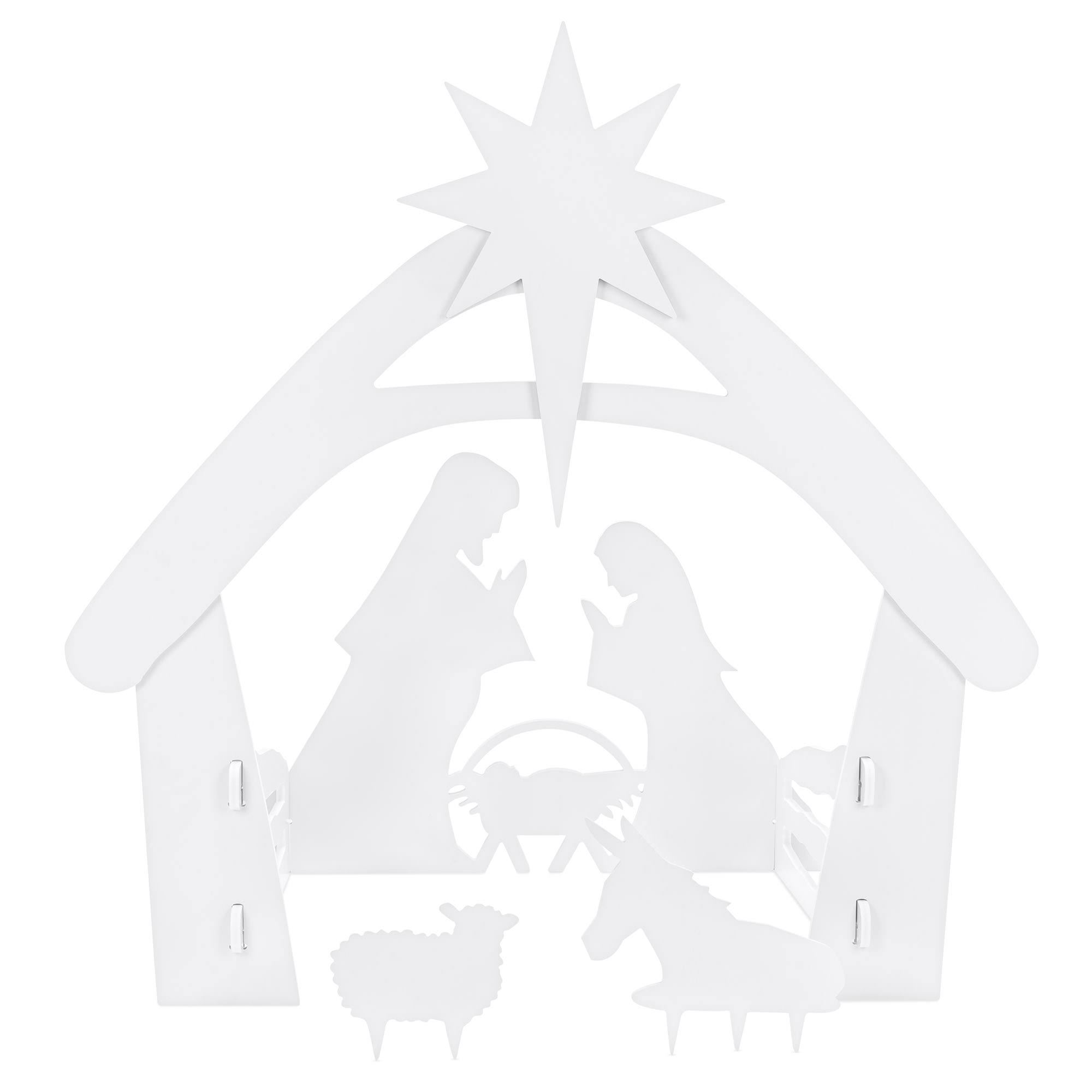 8403764724e15ec9fce85320a8692a2838f91ee9bdb75711c81318e9be611803.jpg Best Choice Products 4ft Christmas Holy Family Nativity Scene, Outdoor Yard Decoration with Water Resistant PVC - Image 1