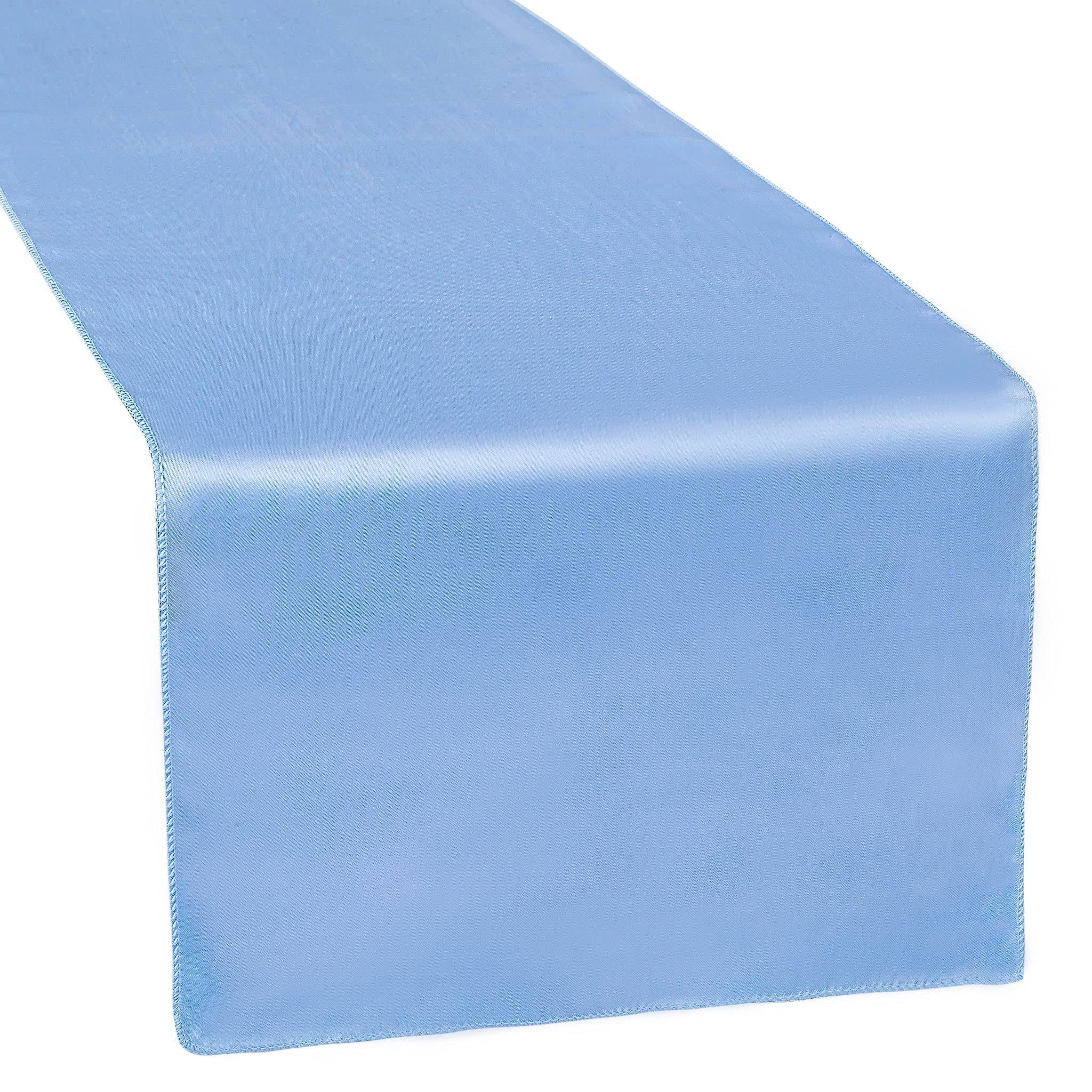 8424862e188a8d1c73ccb0a14a0eaae71efa4c98596afefad881af95ff6ed182.jpg CV Linens Cornflower Serenity Satin Table Runner - 14" x 108" (1 Pc) - Elegant & Versatile Accessory for Weddings, Banquets, and Special Events - Image 1