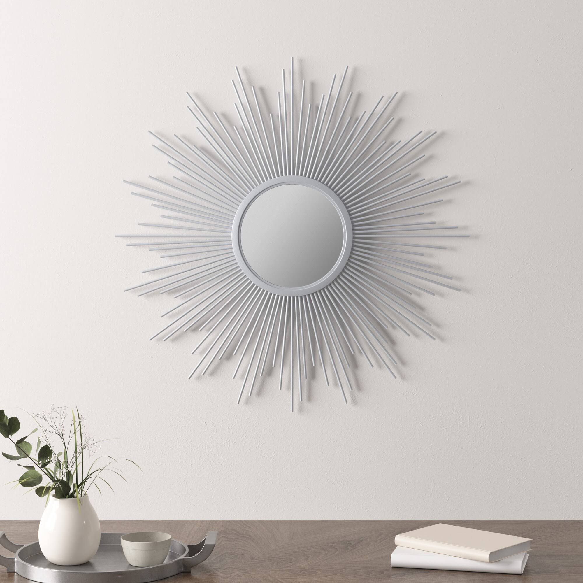 8436745e412eeac258e8a05f65cf4095c5724b7ffbe57e06c5f533f74988802f.jpg Madison Park Fiore Sunburst Wall Decor Mirror, Silver - Image 1