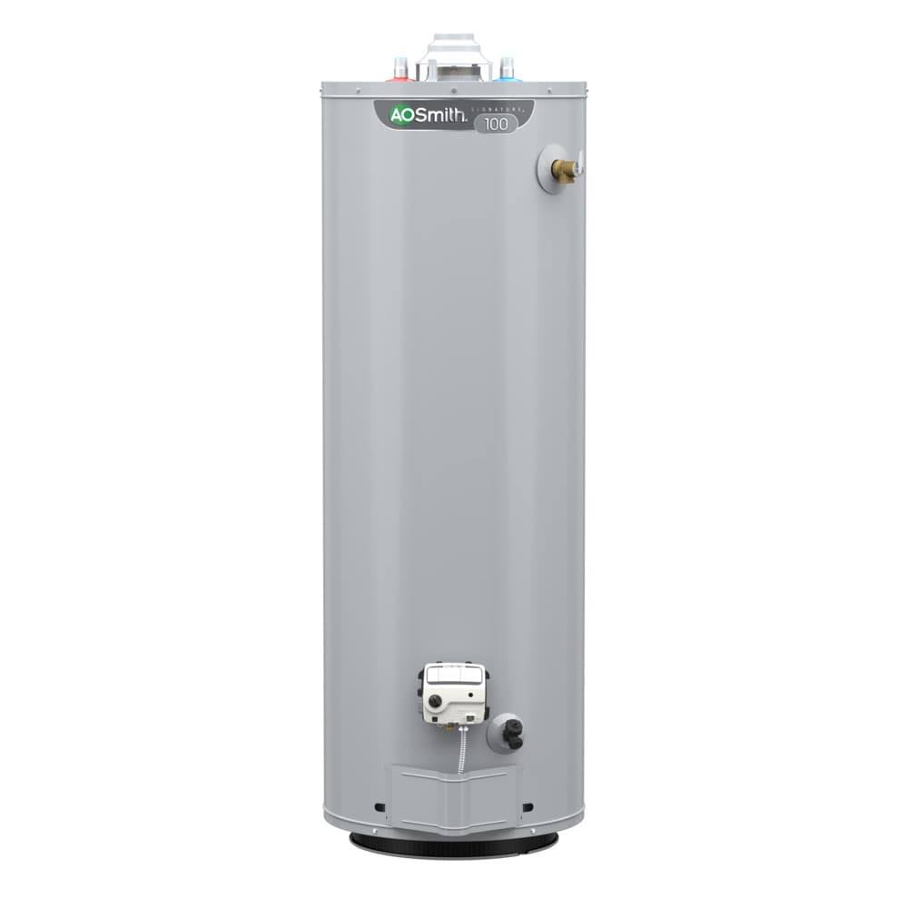 84505be84fddb1cd76f24ee7866ea9cc92279135f24e4e7521afd5472408508b.jpg A.O. Smith Signature 100 40-Gallon Tall 9-Year Warranty 40000-BTU Natural GAS Water Heater | G9-T4040NVR - Image 1